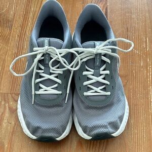 Nike Gray and White Mesh Running Shoes